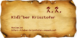 Kléber Krisztofer névjegykártya